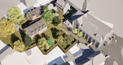 Concept visualisaties woongebouwen in pastorie tuin